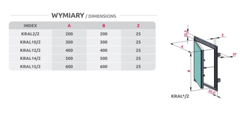 Klapa rewizyjna G-K 50x50 podwójna aluminiowa KRAL14/2