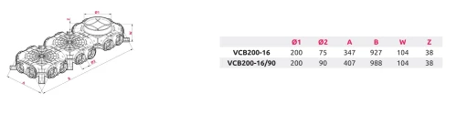 Skrzynka rozdzielcza do rekuperacji fi 200 16x90 Awenta VCB200-16/90