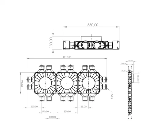Skrzynka rozdzielcza szesnasto-króćcowa 16x75 fi 200 TPK płaski