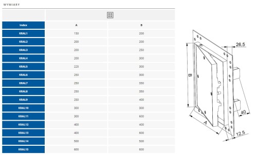 Klapa rewizyjna G-K 60x60 aluminiowa KRAL