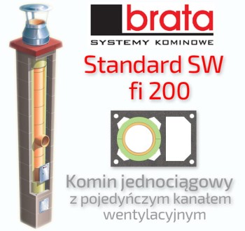 Komin ceramiczny BRATA STANDARD SW fi 200 10 m