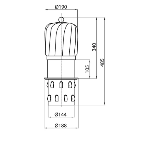 Obrotowa nasada kominowa fi 150 z przejściem redukcyjnym do ceramiki
