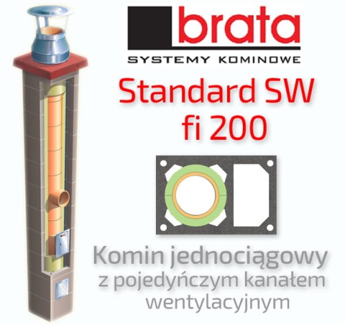 Komin ceramiczny BRATA STANDARD SW fi 200 15 mb 