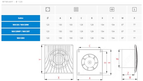 Wentylator łazienkowy Awenta Wa 120 Standard