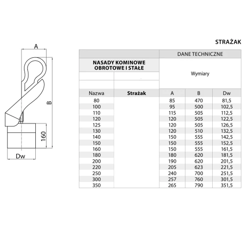 Strażak kominowy kwasoodporny fi 200
