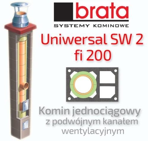 Komin ceramiczny BRATA UNIWERSAL SW2 fi 200 10 mb 