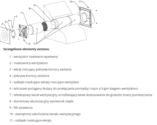 Rekuperator ścienny Awenta HRV 125 P pilot