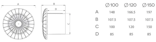 Wentylator łazienkowy airRoxy aRid 150 Timer Higrostat
