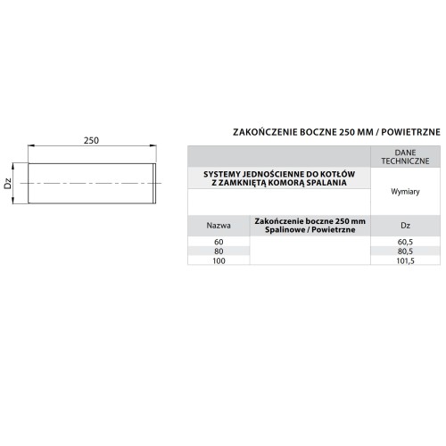 Zakończenie boczne Turbo fi 100 kwasoodporne