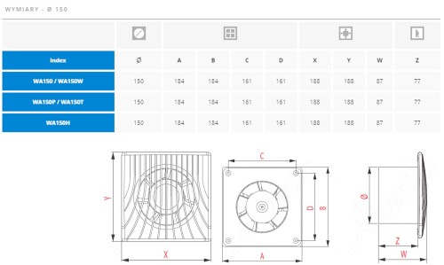 Wentylator łazienkowy Awenta Wa 150 Timer Higrostat